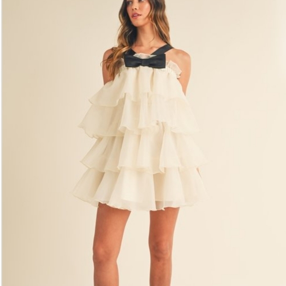 RUFFLE TUXEDO DRESS - Picture 3 of 6